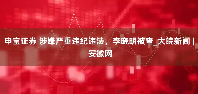 申宝证券 涉嫌严重违纪违法，李晓明被查_大皖新闻 | 安徽网
