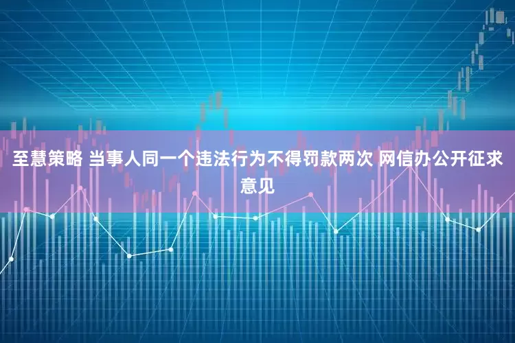至慧策略 当事人同一个违法行为不得罚款两次 网信办公开征求意见
